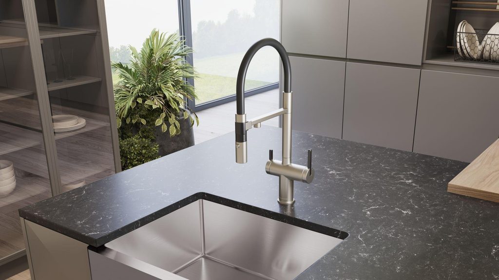 Misturador Monocomando 800 Níquel da De Bacco: modelo é compatível com filtro.